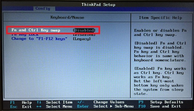 ThinkPad Edge E430の[Fn]キーと[Ctrl]キーを入れ替える設定手順（OS 